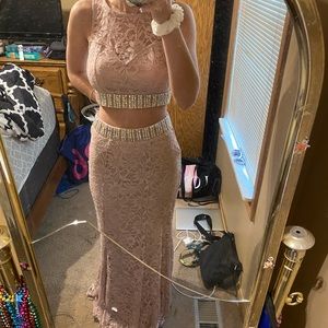 Pink two piece homecoming/prom dress